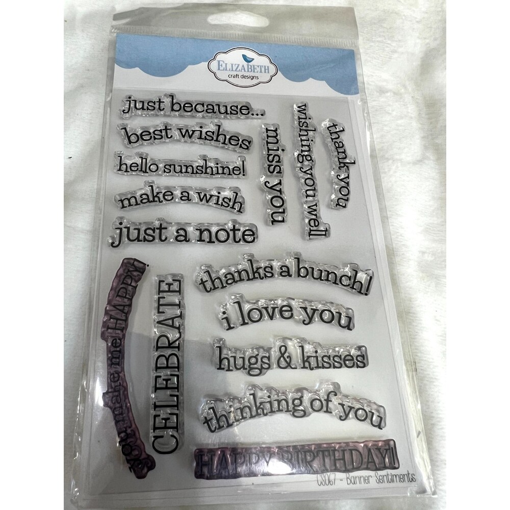 ELIZABETH Clear Stamp Layered CS067 - Banner Sentiments Rubber Stamp